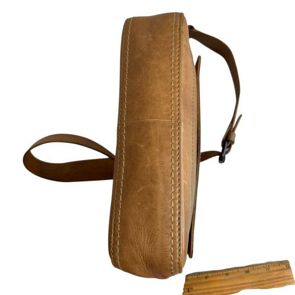 Frye Melissa Baguette Tan Leather Crossbody Satchel Bag Vintage Style - Picture 5 of 12